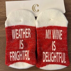 Red and White Socks with Fun Wine Quote